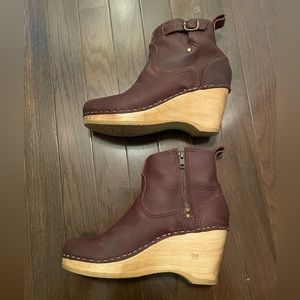 No.6 5" Leather Clog Buckle Boot on Mid Heel in Brown Size: 38 EU / 7.5 US Women